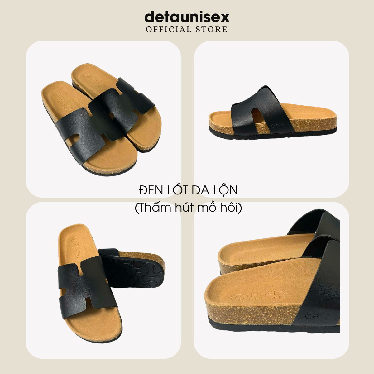 Mô tả Dép Birken đế trấu chữ H nam nữ thời trang DETAUNISEX - DETA14 - 2