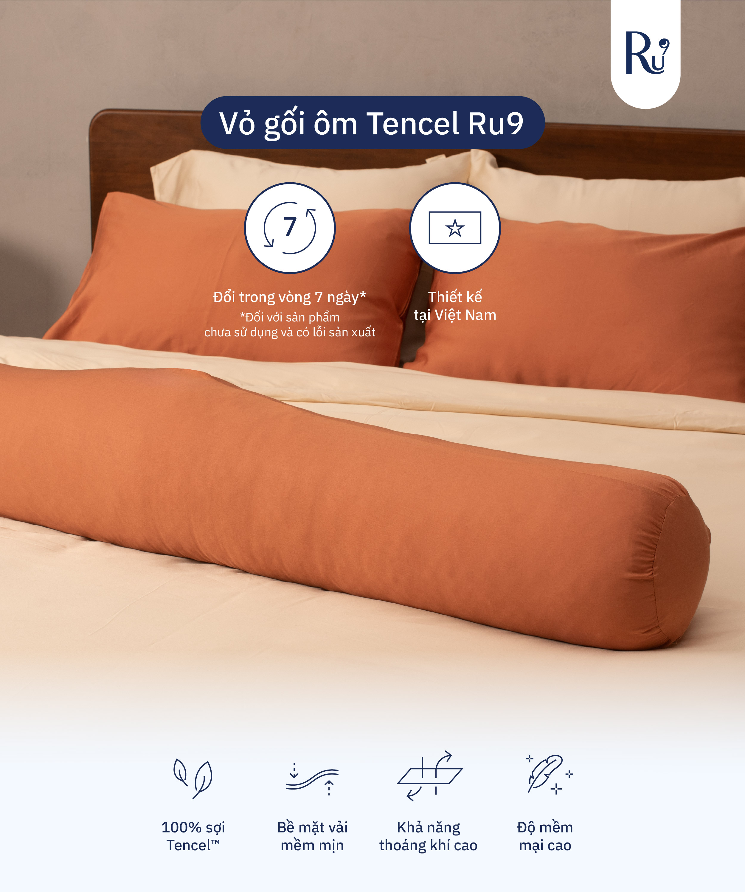 Mô tả Vỏ Gối Ôm Tencel Ru9 - 1
