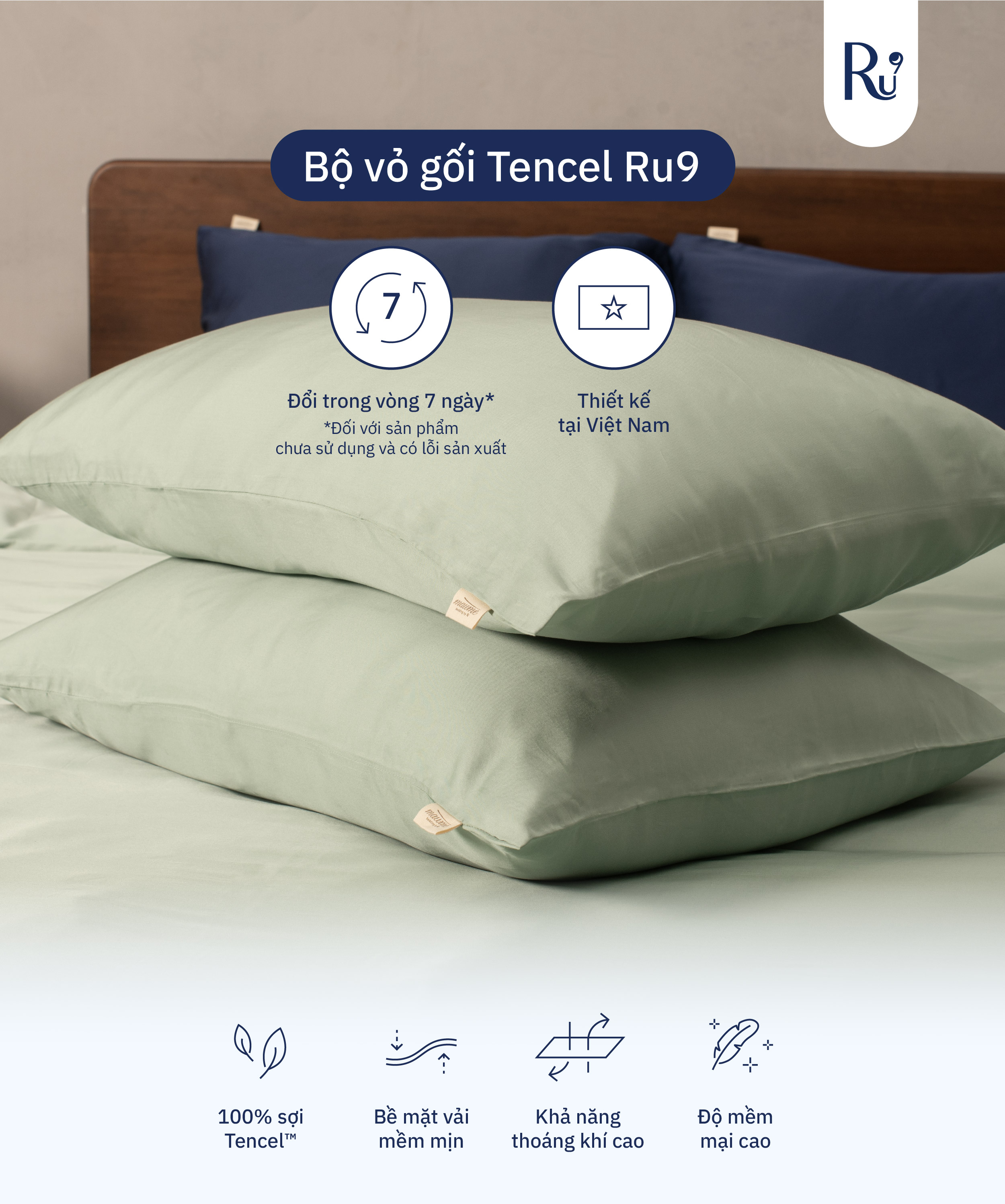 Mô tả Bộ Vỏ Gối Tencel Ru9 - 1