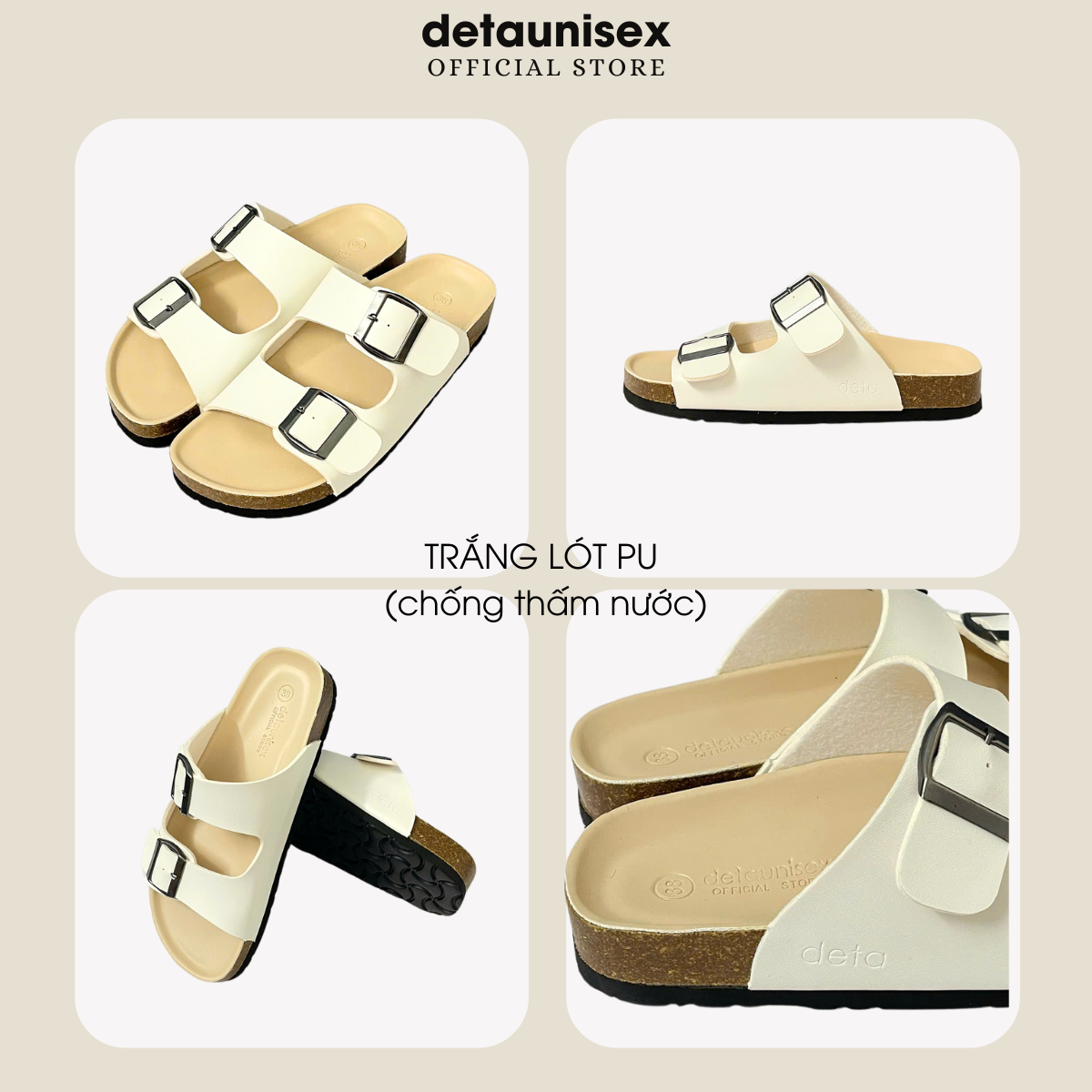 Mô tả Dép Birken đế trấu quai ngang 2 khoá nam nữ thời trang DETAUNISEX - DETA21TD - 1