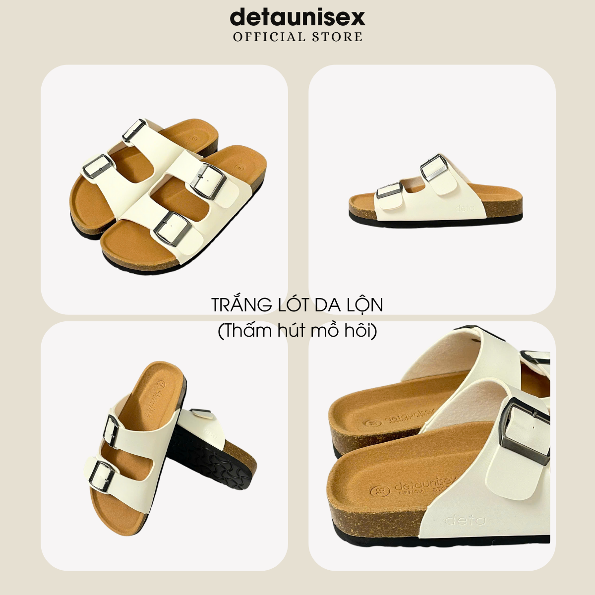 Mô tả Dép Birken đế trấu quai ngang 2 khoá nam nữ thời trang DETAUNISEX - DETA21TD - 2
