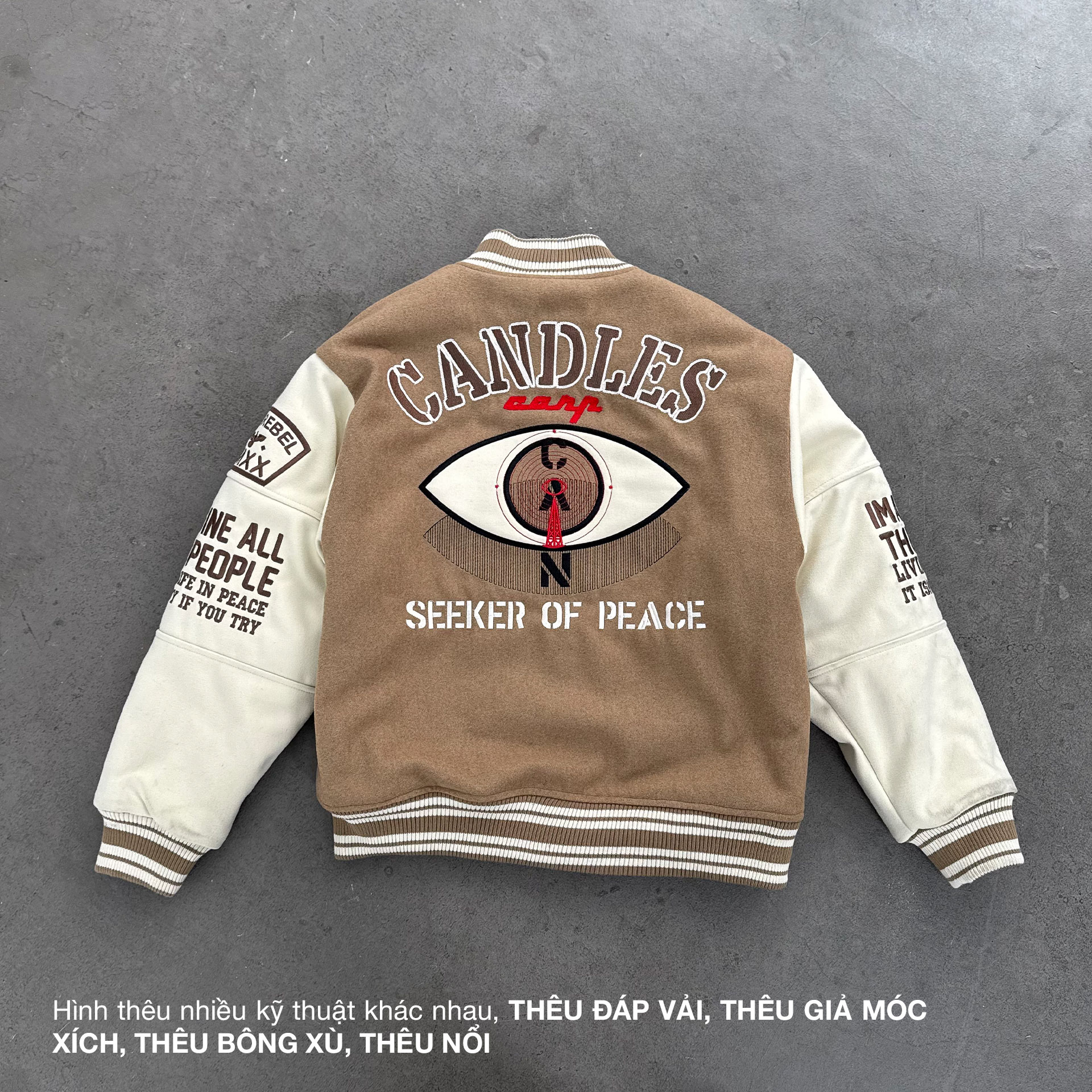Mô tả Áo Khoác Candles Corp Varsity Oversized Unisex - 4