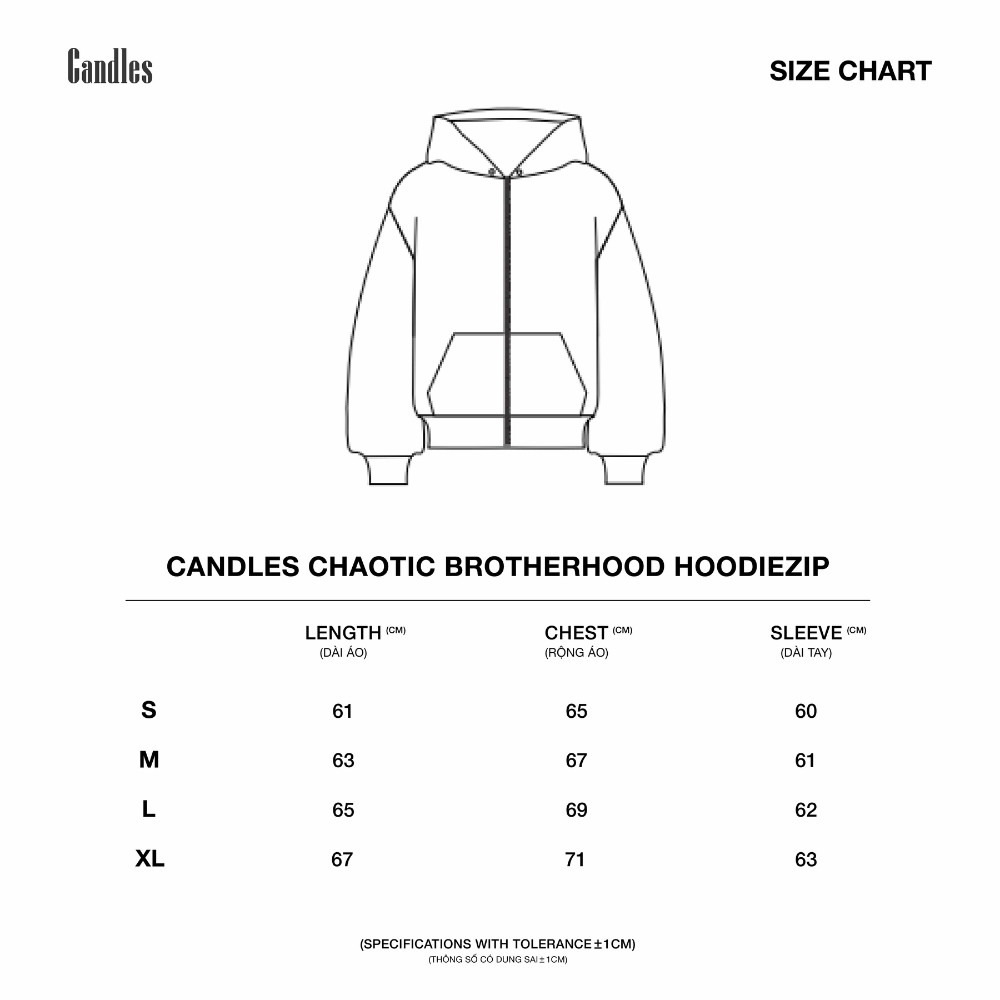 Mô tả Áo Hoodiezip Candles Chaotic Brotherhood Oversized Fit Unisex - 5