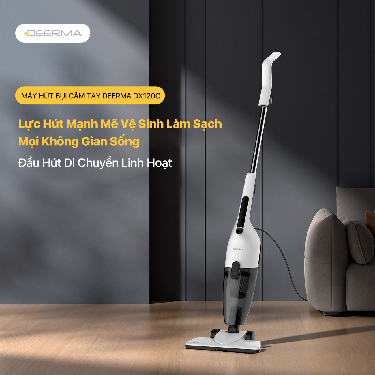 Mô tả Máy hút bụi cầm tay Deerma DX120C lực hút 16000pa, công suất 600W phiên bản mới 2025 - Bảo hành 12 tháng - 1