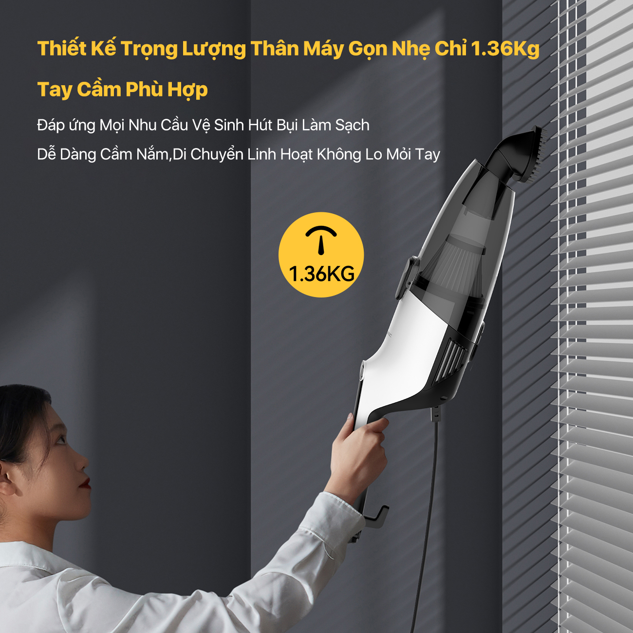Mô tả Máy hút bụi cầm tay Deerma DX120C lực hút 16000pa, công suất 600W phiên bản mới 2025 - Bảo hành 12 tháng - 4