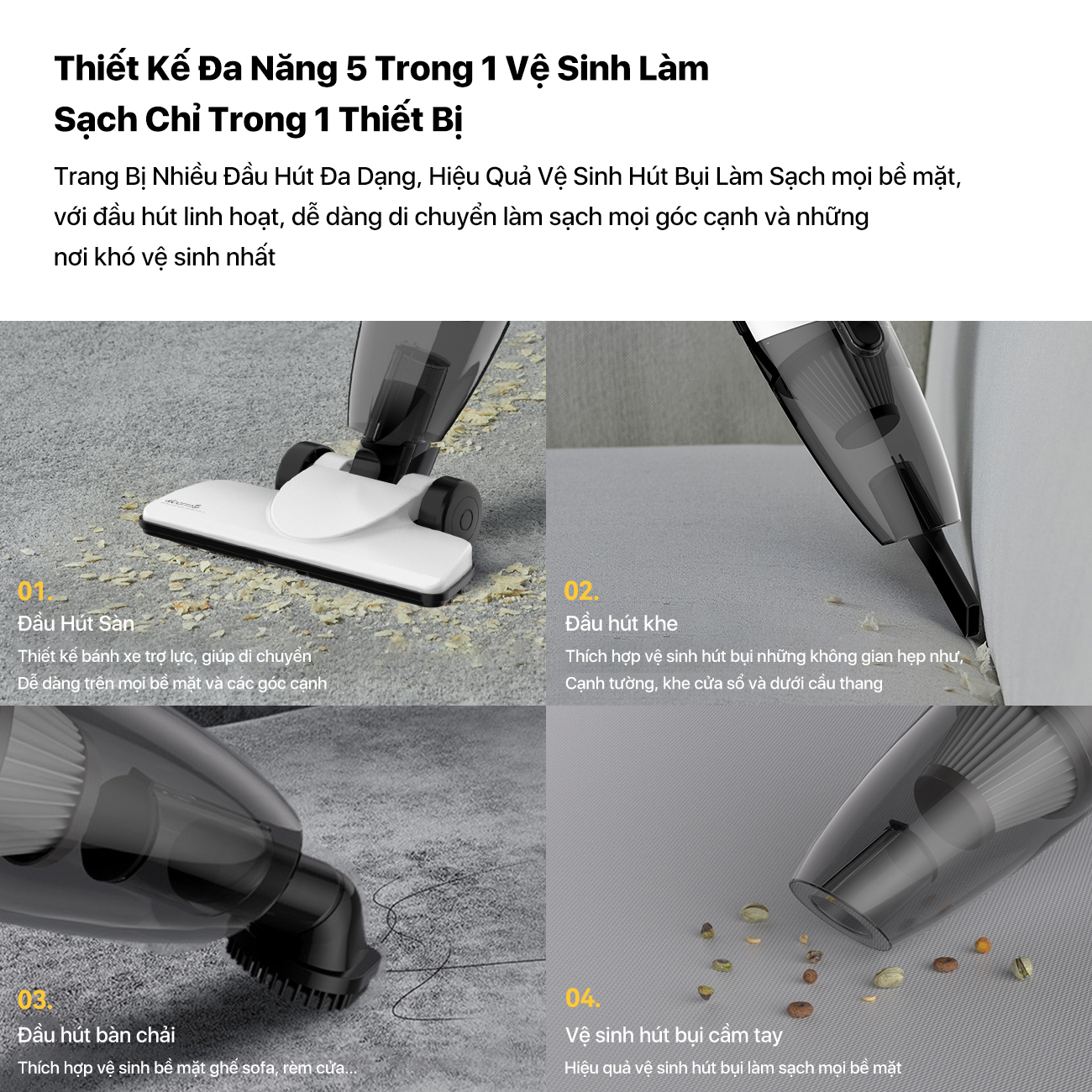 Mô tả Máy hút bụi cầm tay Deerma DX120C lực hút 16000pa, công suất 600W phiên bản mới 2025 - Bảo hành 12 tháng - 6