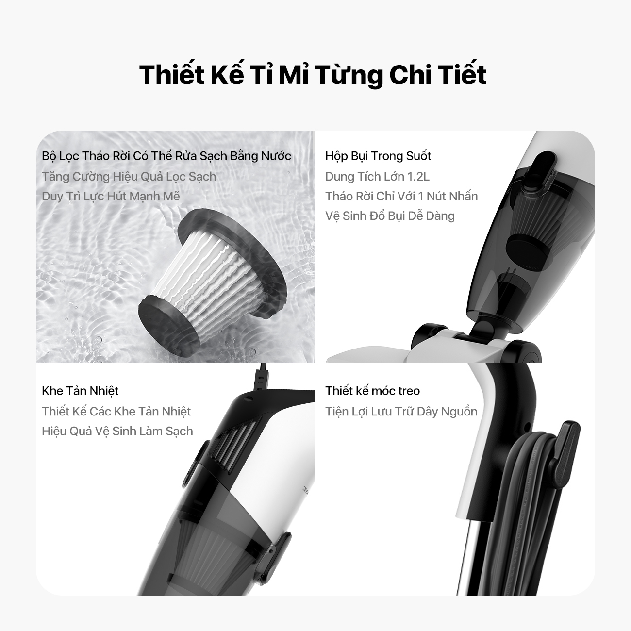 Mô tả Máy hút bụi cầm tay Deerma DX120C lực hút 16000pa, công suất 600W phiên bản mới 2025 - Bảo hành 12 tháng - 8