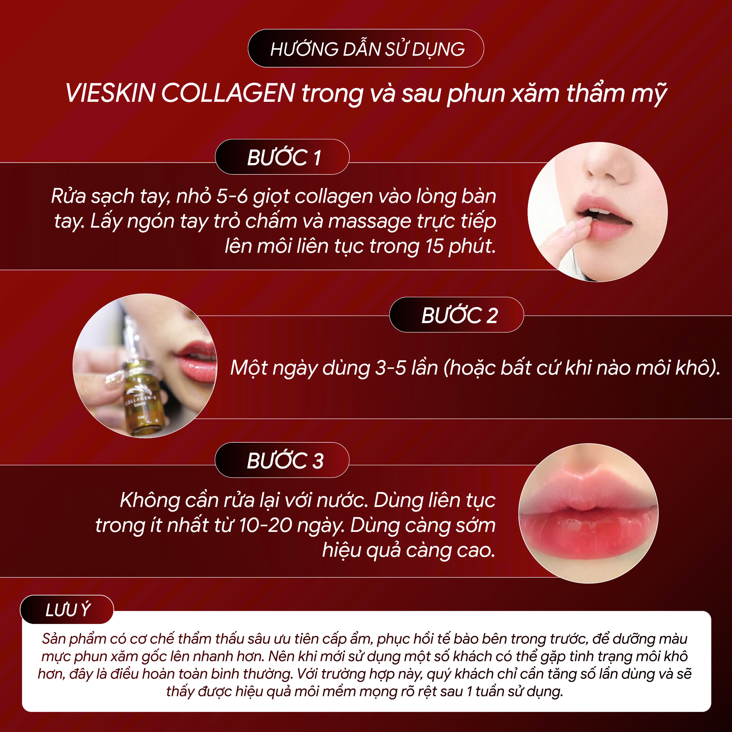 Mô tả Tinh chất collagen tươi Vieskin Luxury dưỡng môi sau phun xăm, kích màu sắc nét, tự nhiên, siêu căng bóng, lọ 7ml - 5