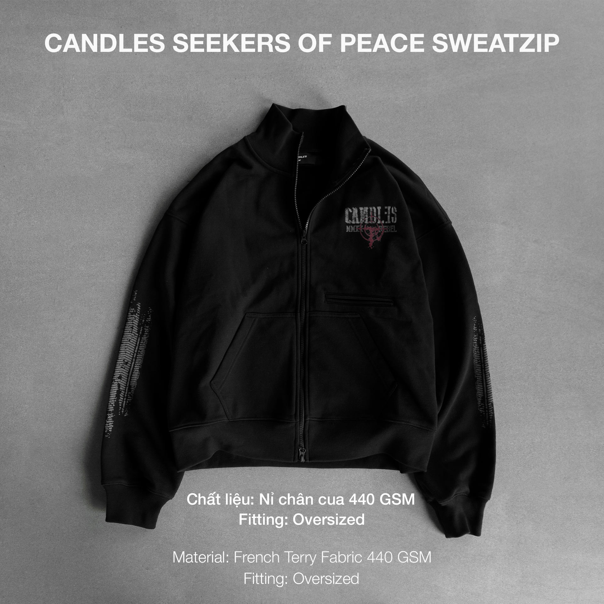 Mô tả Áo Sweaterzip Candles Seekers of Peace Oversized Fit Unisex - 1