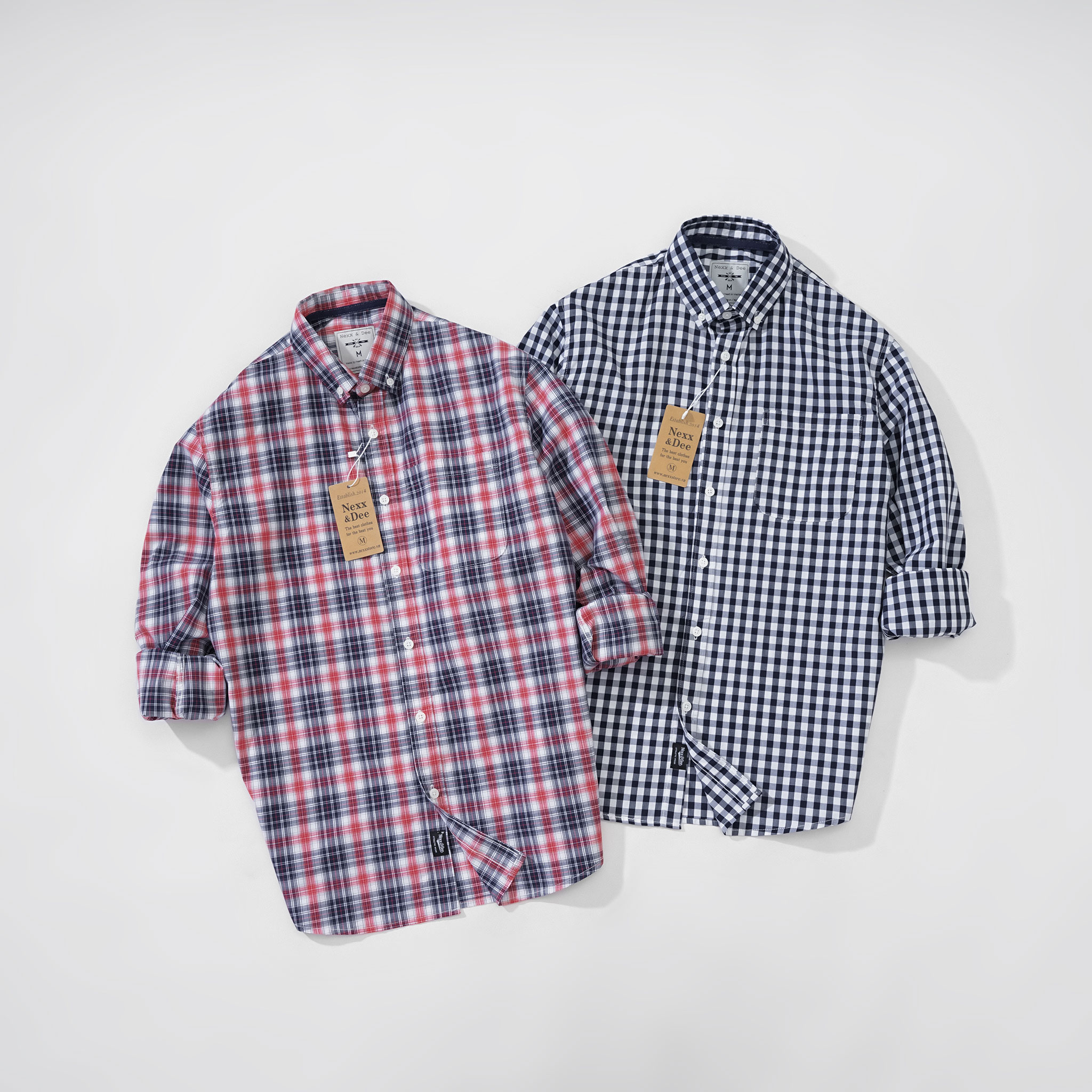 Mô tả Áo sơ mi caro nam tay dài kẻ sọc vải Oxford công sở denim Nexx&Dee SM10 - 2