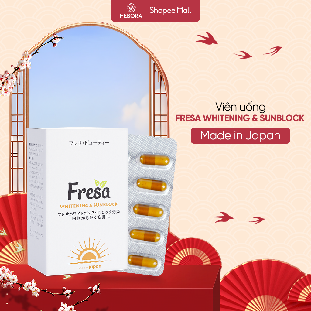 Mô tả Hộp viên uống trắng da và chống nắng nội sinh Fresa Whitening & Sunblock - 1