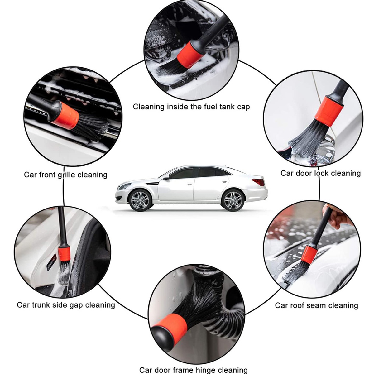 Mô tả Bộ 5 Chổi Cọ Vệ Sinh Ô Tô Xe Máy Đa Năng Amalife Cọ Rửa Khoang Máy Nội Thất Mâm Lốp - 5