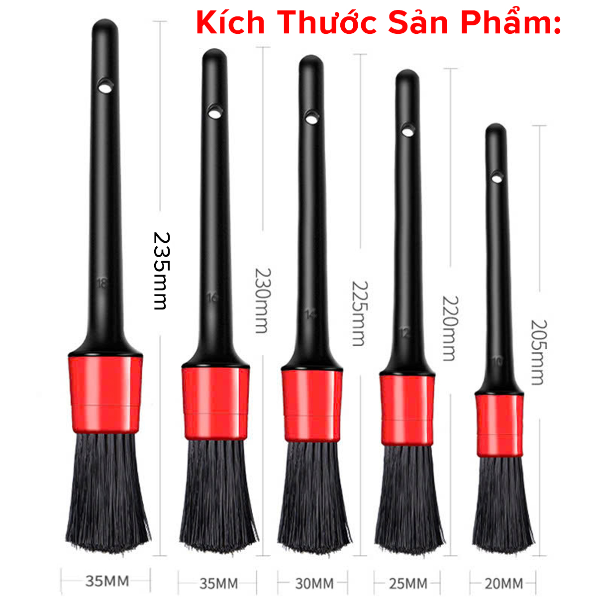 Mô tả Bộ 5 Chổi Cọ Vệ Sinh Ô Tô Xe Máy Đa Năng Amalife Cọ Rửa Khoang Máy Nội Thất Mâm Lốp - 8