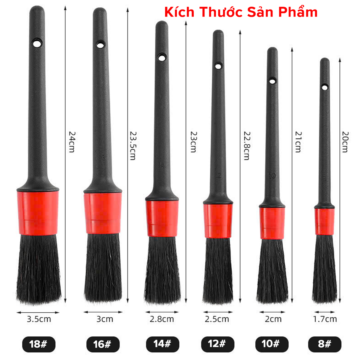 Mô tả 5 Chiếc Chổi Cọ Vệ Sinh Đa Năng Cọ Rửa Khoang Máy Nội Thất Mâm Lốp Xe Ô Tô Xe Máy Hãng Amalife - 8