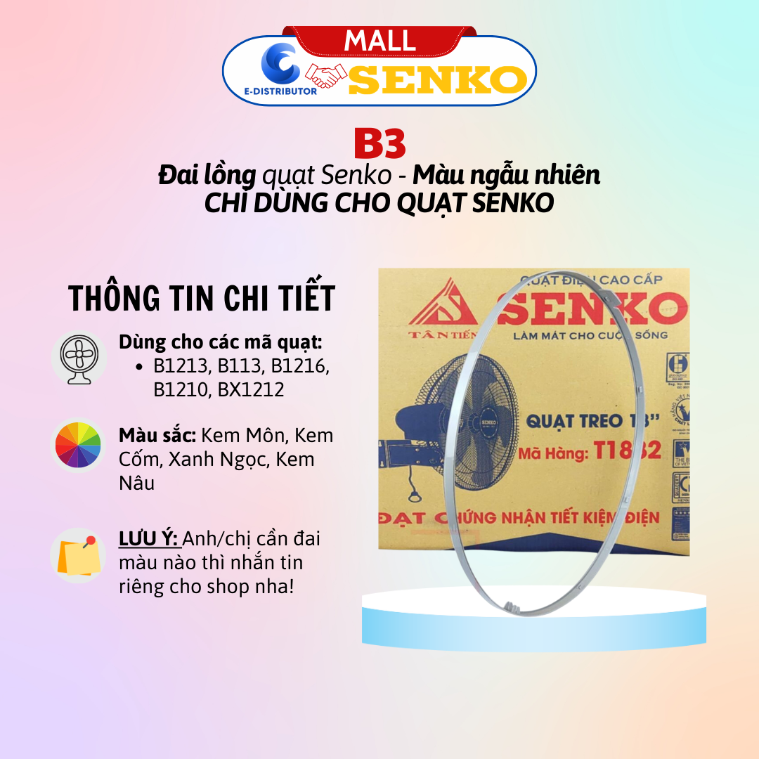 Mô tả Đai lồng quạt Senko B3, B4, B5 - Giao màu ngẫu nhiên - Hàng chính hãng - 2