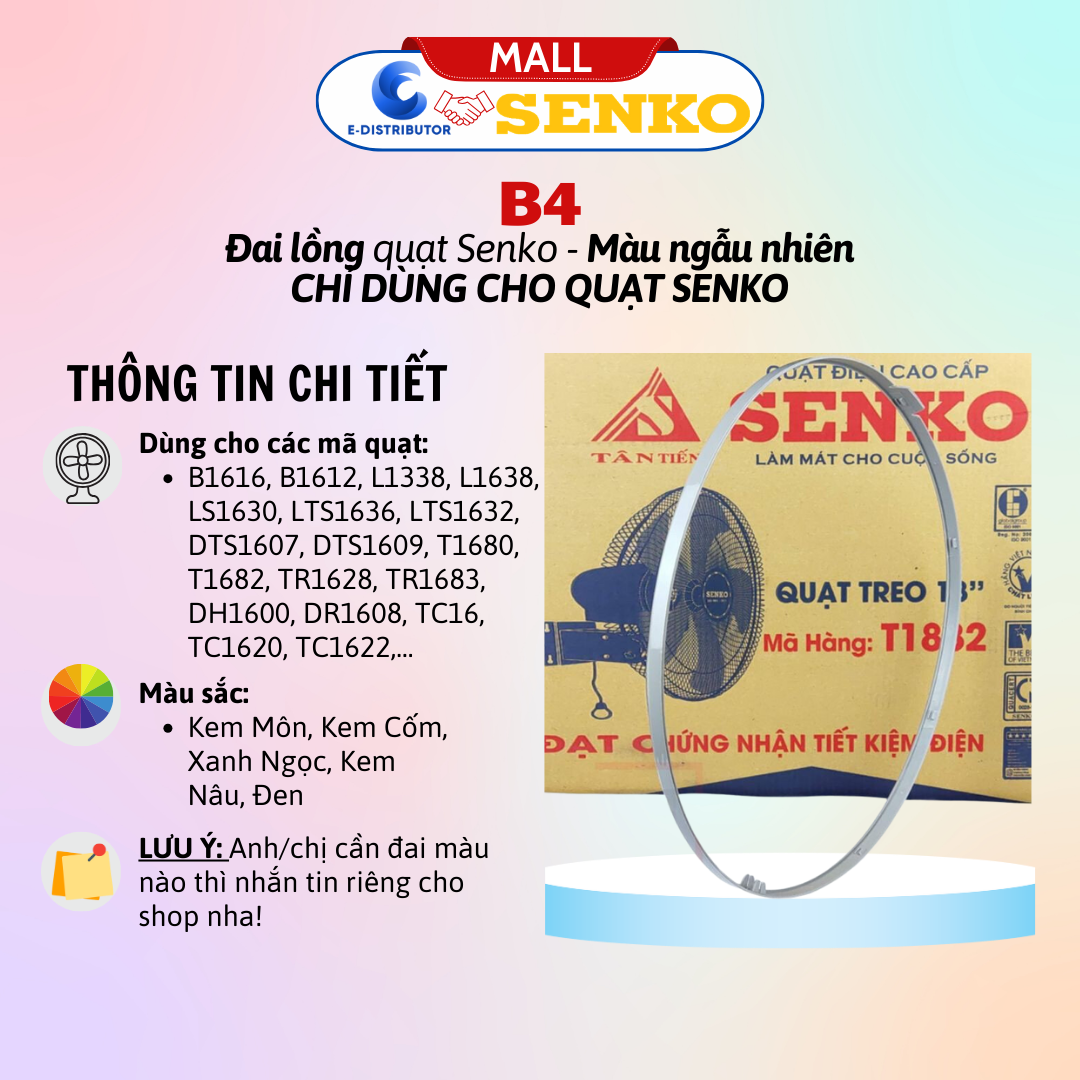 Mô tả Đai lồng quạt Senko B3, B4, B5 - Giao màu ngẫu nhiên - Hàng chính hãng - 3