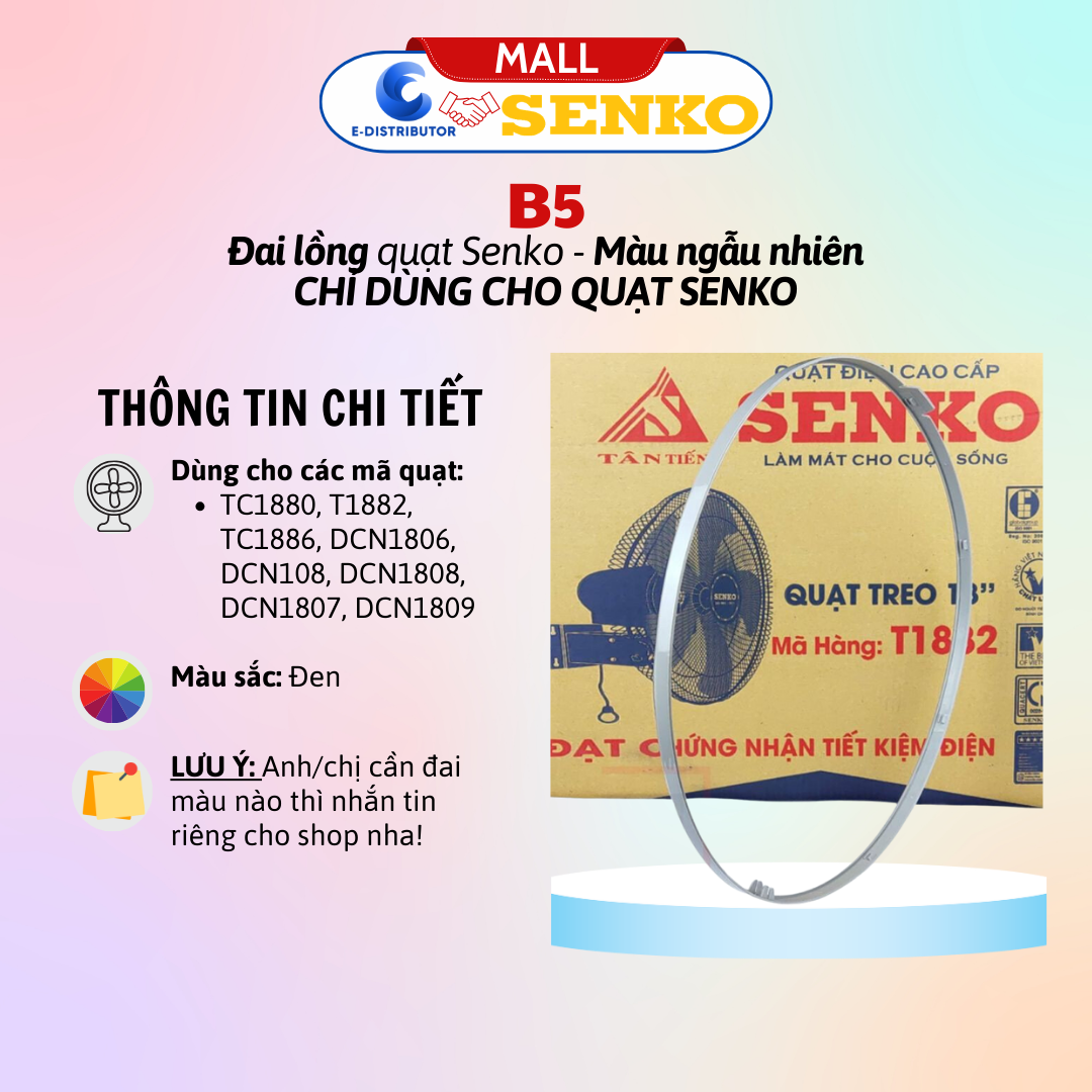 Mô tả Đai lồng quạt Senko B3, B4, B5 - Giao màu ngẫu nhiên - Hàng chính hãng - 4