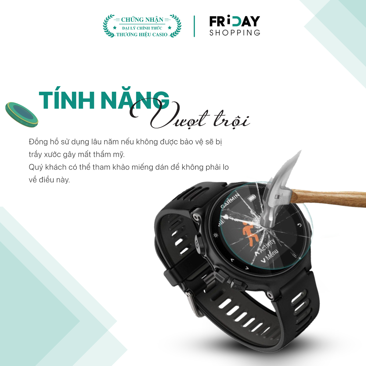 Mô tả Miếng Dán Chống Trầy Đồng Hồ CASIO Mặt Tròn - 2