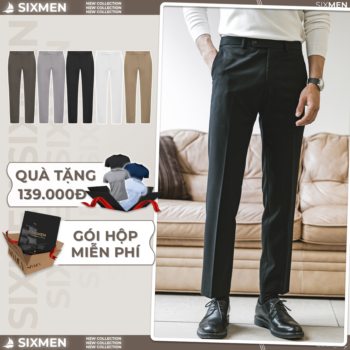Mô tả Quần dài tây nam SIXMEN co giãn 2 chiều, lưng đai chun ẩn, xuất xịn, chuẩn form - 1