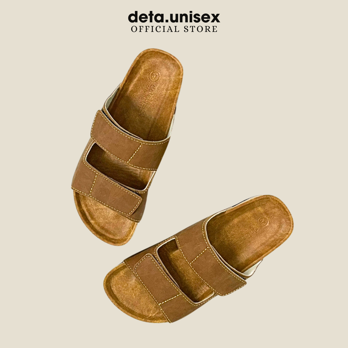 Mô tả Dép Birken đế trấu nam nữ 2 quai ngang xé dán da sáp tái chế Detaunisex- DEBO25ND - 2