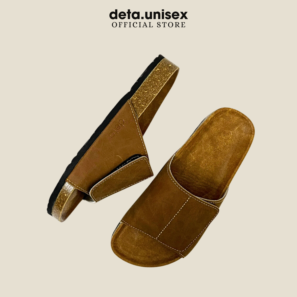 Mô tả Dép đế trấu bảng ngang xé dán da sáp tái chế thương hiệu Detaunisex Lót Si - DEBO17 - 1