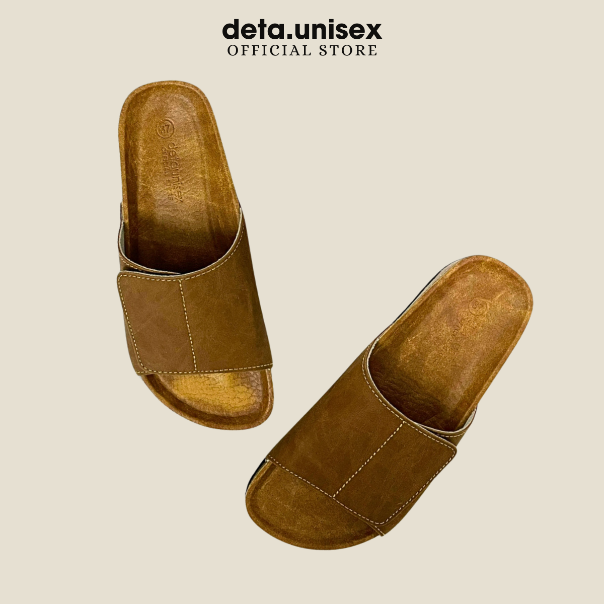 Mô tả Dép đế trấu bảng ngang xé dán da sáp tái chế thương hiệu Detaunisex Lót Si - DEBO17 - 2