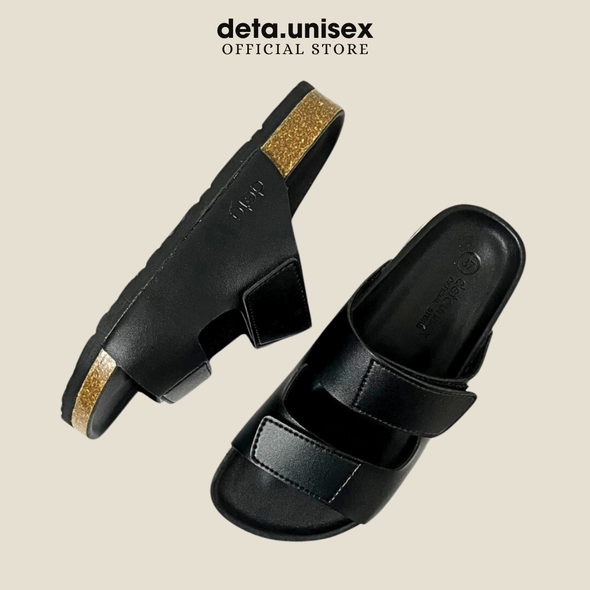 Mô tả Dép Birken đế trấu nam nữ 2 quai ngang xé dán Detaunisex - DETA25 - 2