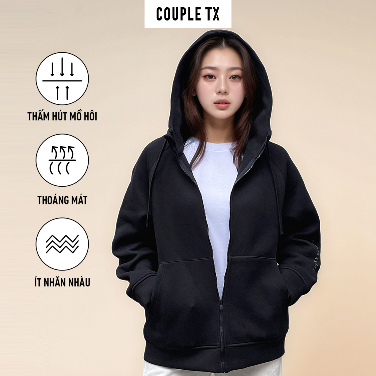 Mô tả Áo Khoác Nữ Couple TX Original Thun 2 Da Form Oversize WOK 2063 - 2