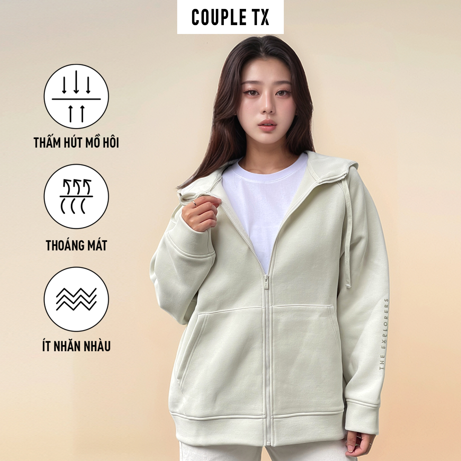 Mô tả Áo Khoác Nữ Couple TX Original Thun 2 Da Form Oversize WOK 2063 - 3