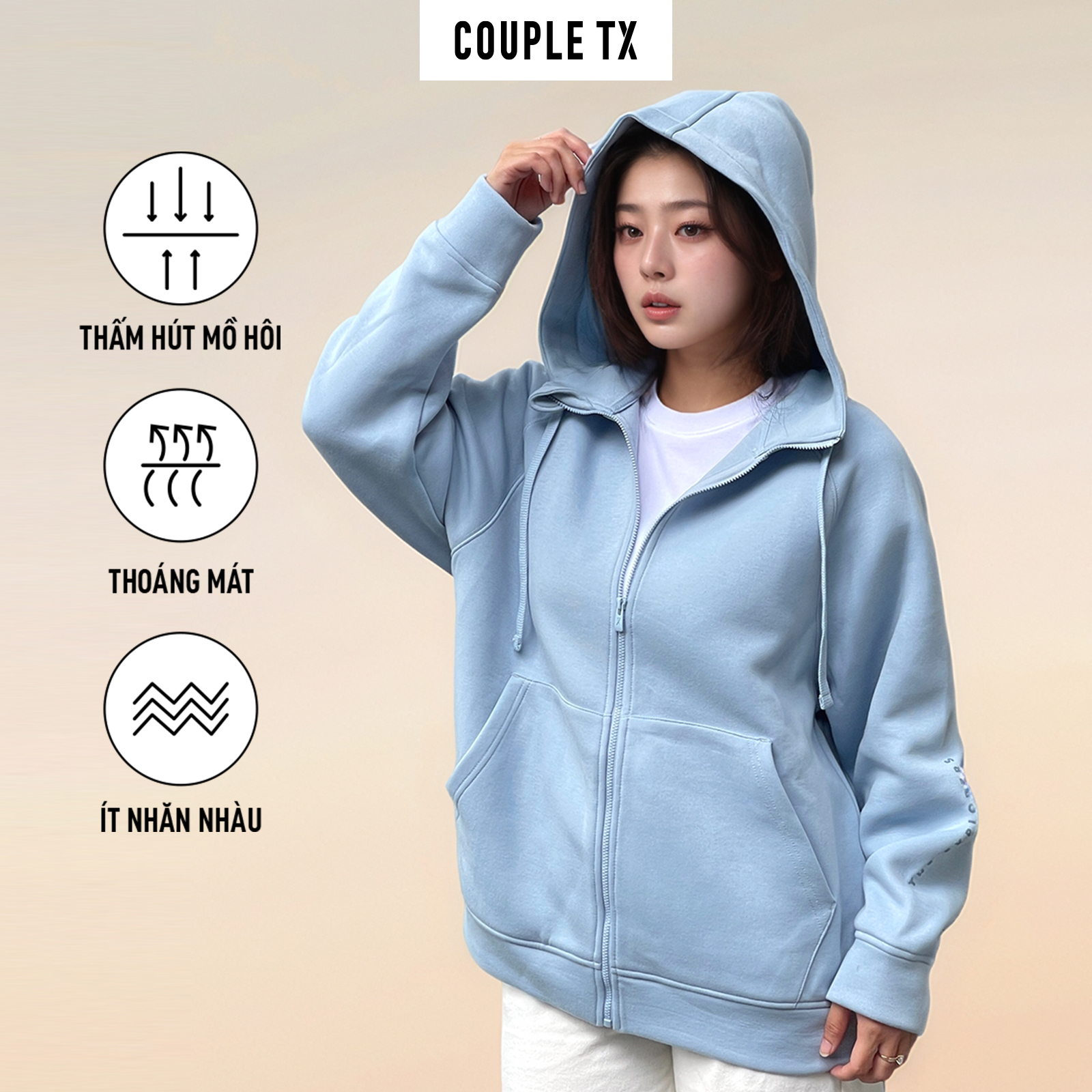 Mô tả Áo Khoác Nữ Couple TX Original Thun 2 Da Form Oversize WOK 2063 - 4