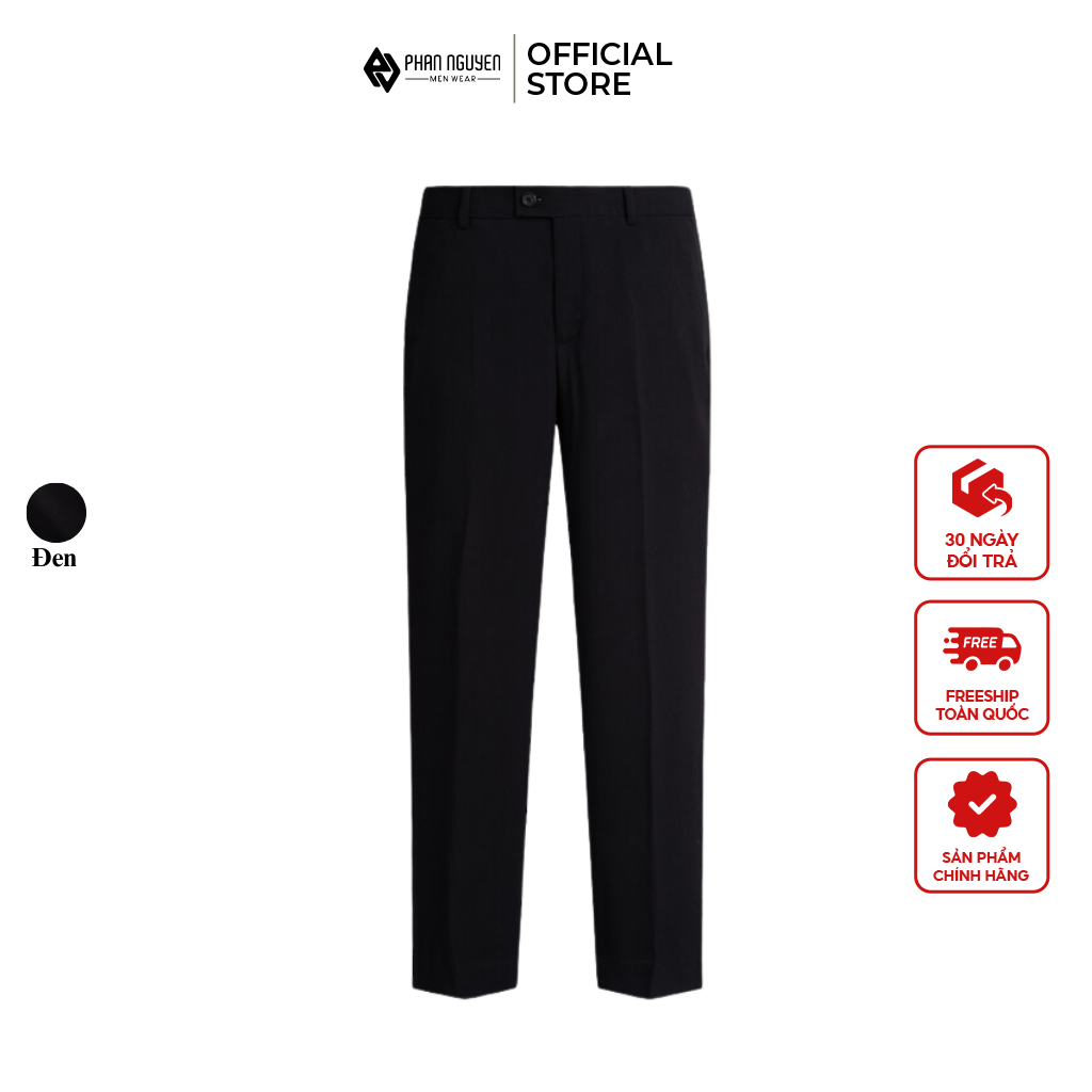 Mô tả Quần âu đen nam Phan Nguyễn, chất liệu cao cấp, co giãn, mềm mại thoáng mát, form carrot fit QVL.823 - 2