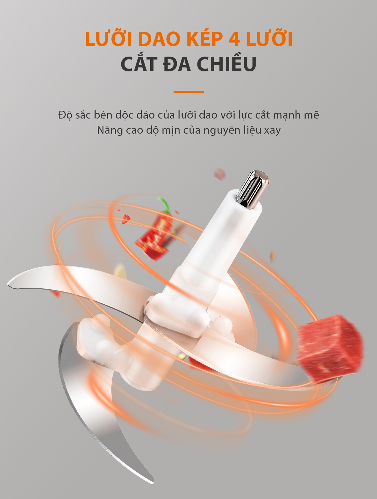 Mô tả Máy xay thực phẩm đa năng xay thịt Gaabor GJ-M20A / MG20M-WH02A 2L xay cá củ ăn dặm công suất 300W - 3