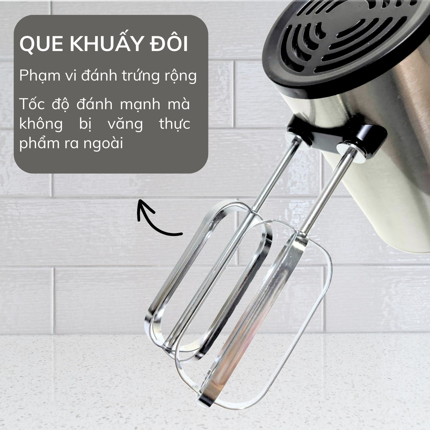 Mô tả Máy đánh trứng Daewoo DWHM-831S với 5 tốc độ, công suất 250W kèm 4 que inox, bảo hành 12 tháng - 3
