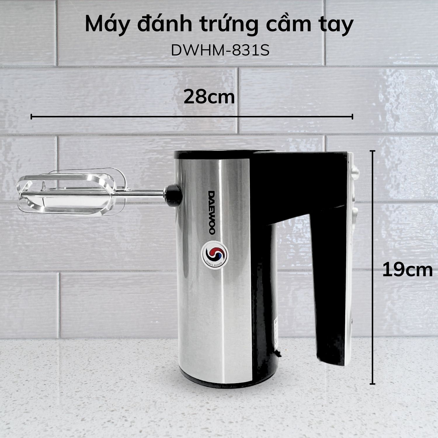 Mô tả Máy đánh trứng Daewoo DWHM-831S với 5 tốc độ, công suất 250W kèm 4 que inox, bảo hành 12 tháng - 6