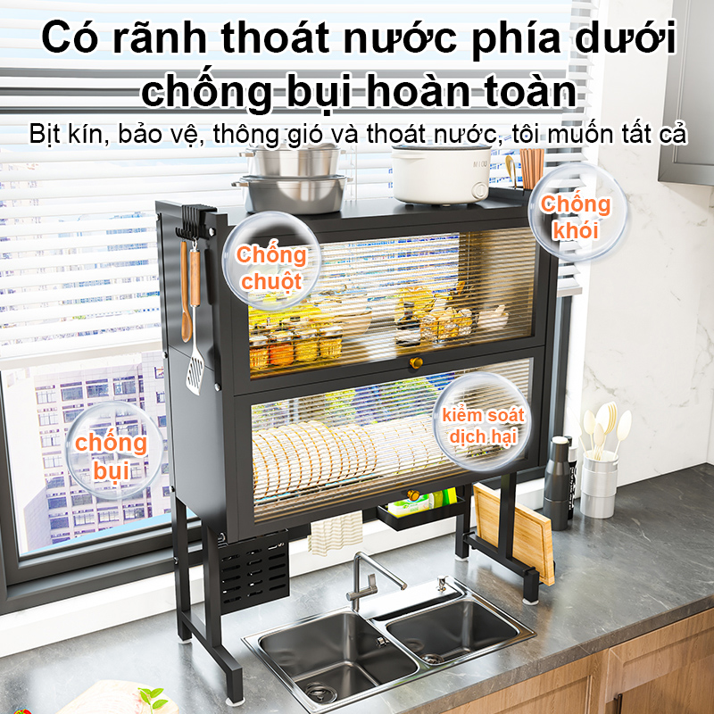 RACK Kệ để chén bát Đa Năng Kệ Úp Chén Nắp Trượt Chống Bụi Kệ chén có ...