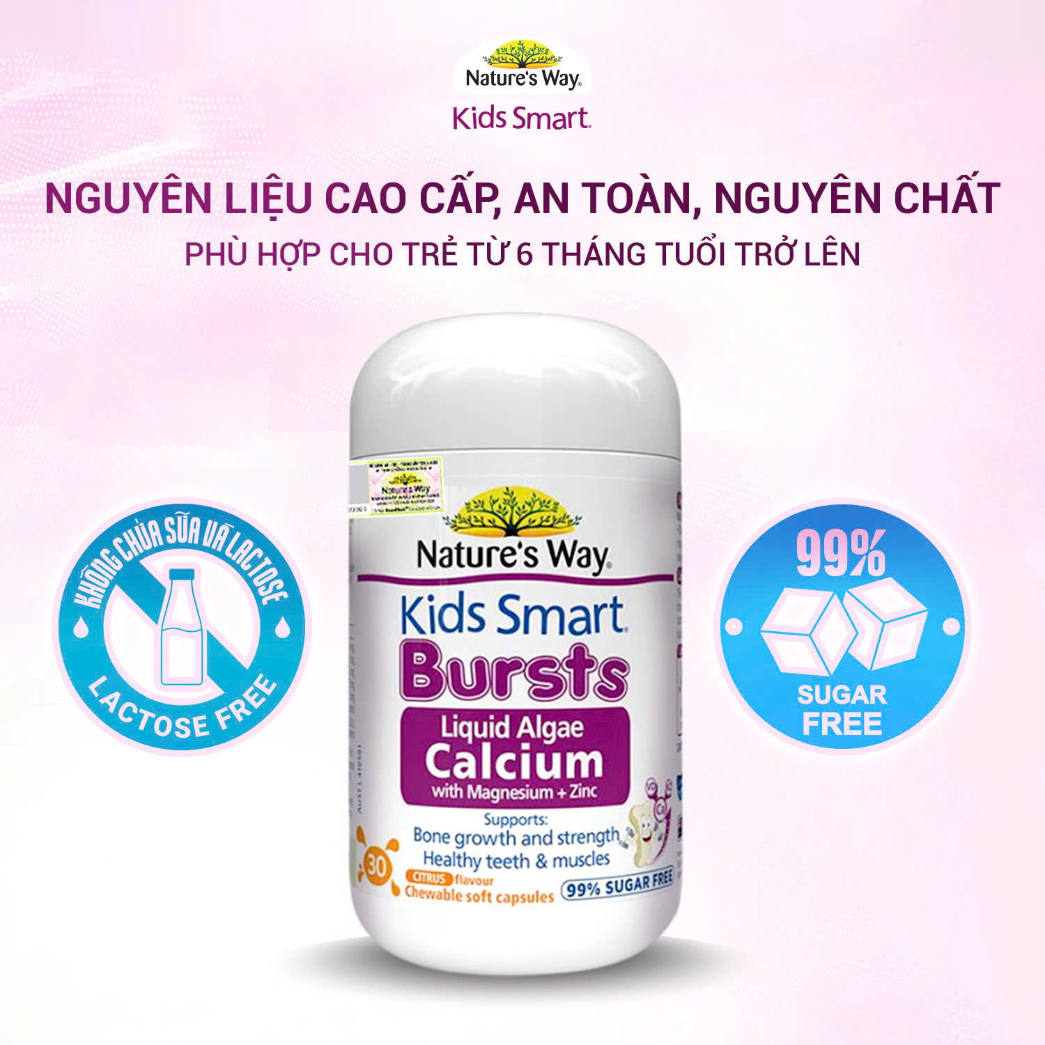 Mô tả Viên Nhai Nature's Way - Calci Tổ Ong Tảo Biển Đỏ Aquamin F Bổ Sung Vitamin D3K2, Hỗ Trợ Phát Triển Xương 30 Viên - 4