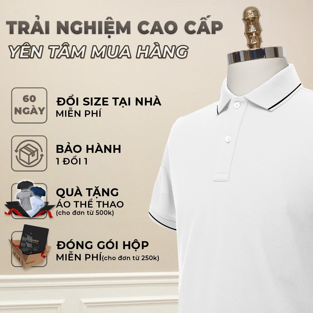 Áo polo nam SIXMEN Basic Trơn Viền