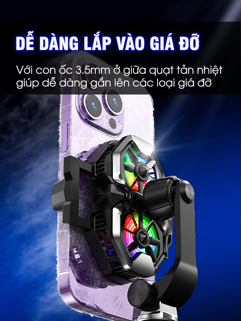 Mô tả Quạt tản nhiệt điện thoại MEMO DL21 live stream 2 quạt tăng tốc làm lạnh hỗ trợ giá đỡ tripod chơi game liên quân PUBG - 3
