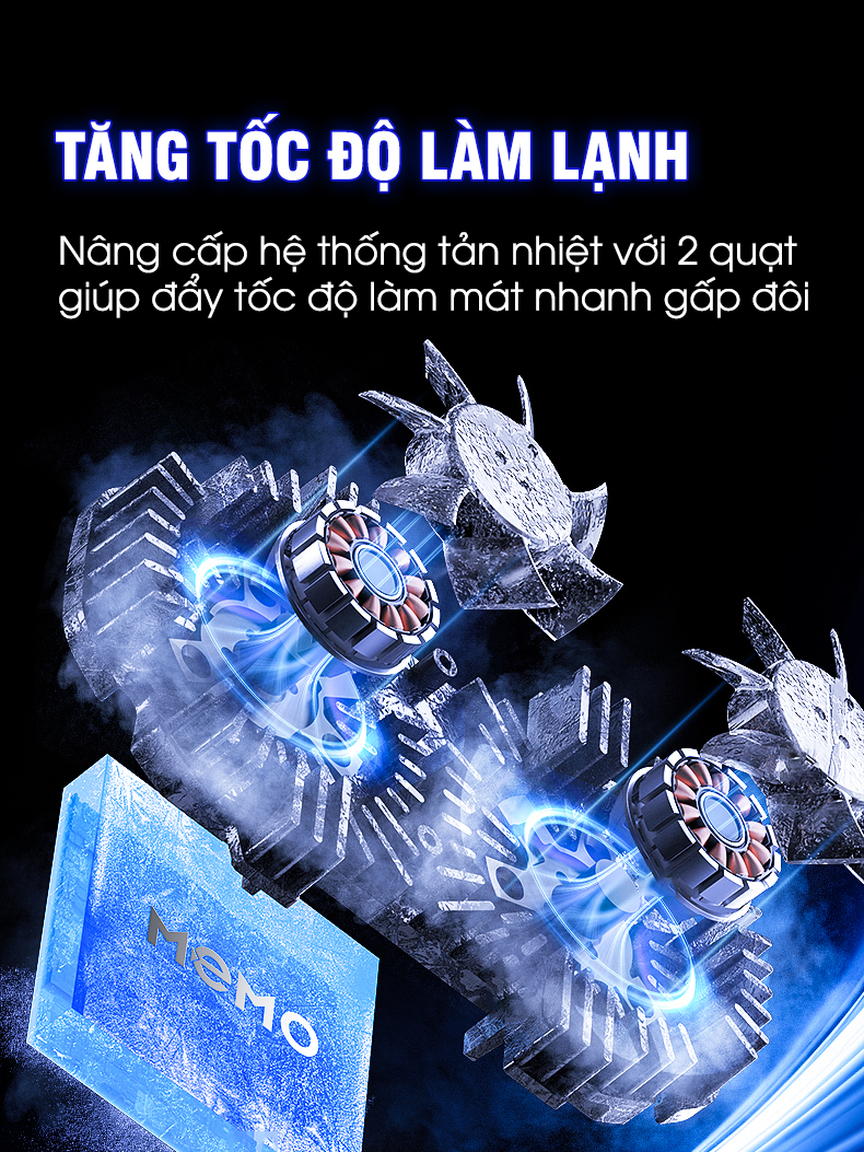 Mô tả Quạt tản nhiệt điện thoại MEMO DL21 live stream 2 quạt tăng tốc làm lạnh hỗ trợ giá đỡ tripod chơi game liên quân PUBG - 2