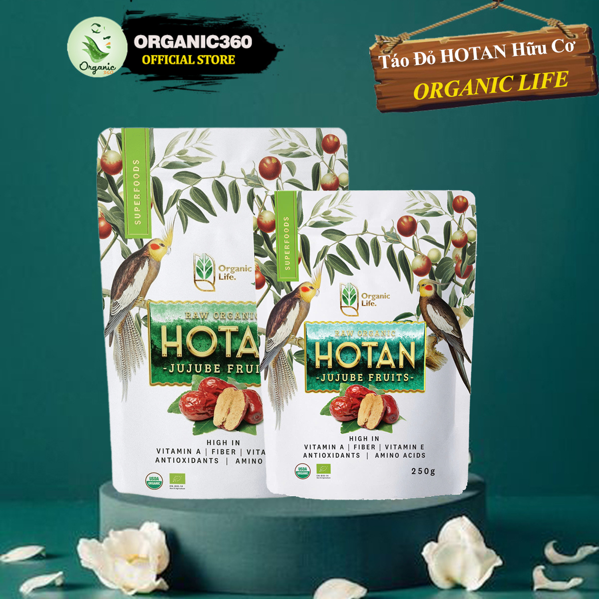 Mô tả Táo đỏ Hotan Hữu cơ ORGANIC LIFE Raw Organic Hotan Jujube Fruits 250g 500g - 1