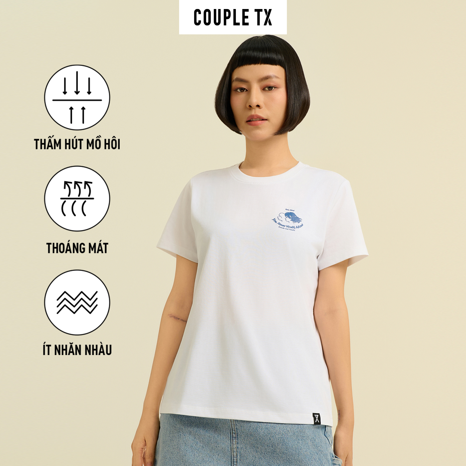 Mô tả Áo Thun Nữ Couple TX Hình Thêu Pet Club 100% Coton WTS 2416 - 1