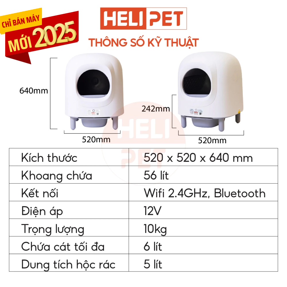 Mô tả [NEW 2025] Máy Vệ Sinh, Dọn Phân Mèo Tự Động PETREE x HeLiPet, Kết Nối Wifi, Dùng App, Bản Quốc Tế - 3
