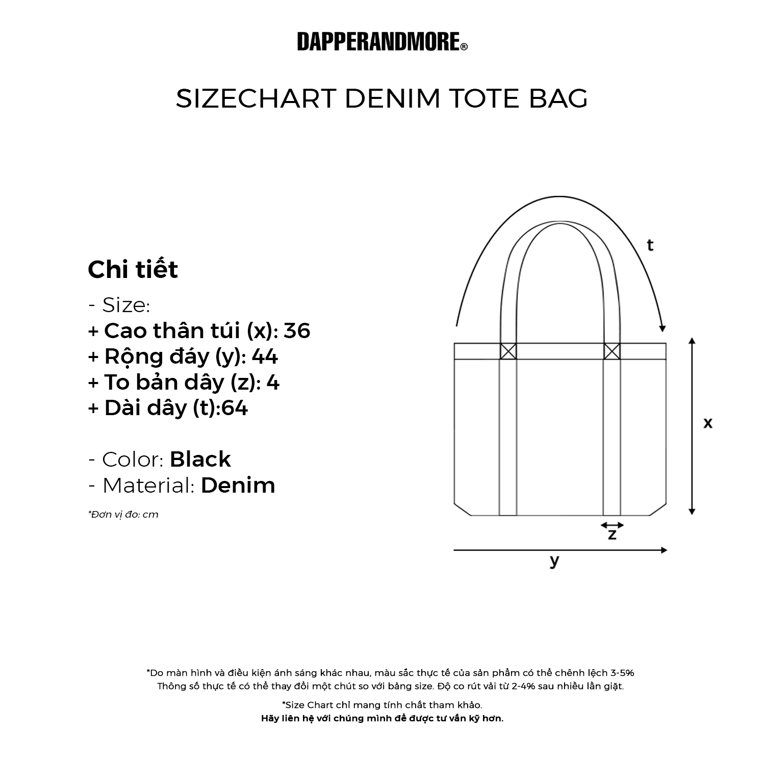 Mô tả Túi Tote Jean DAPPERANDMORE Có Khóa Kéo Chất Denim Dày Dặn Thiết Kế Tối Giản - Túi TOTE Bag Denim - 2