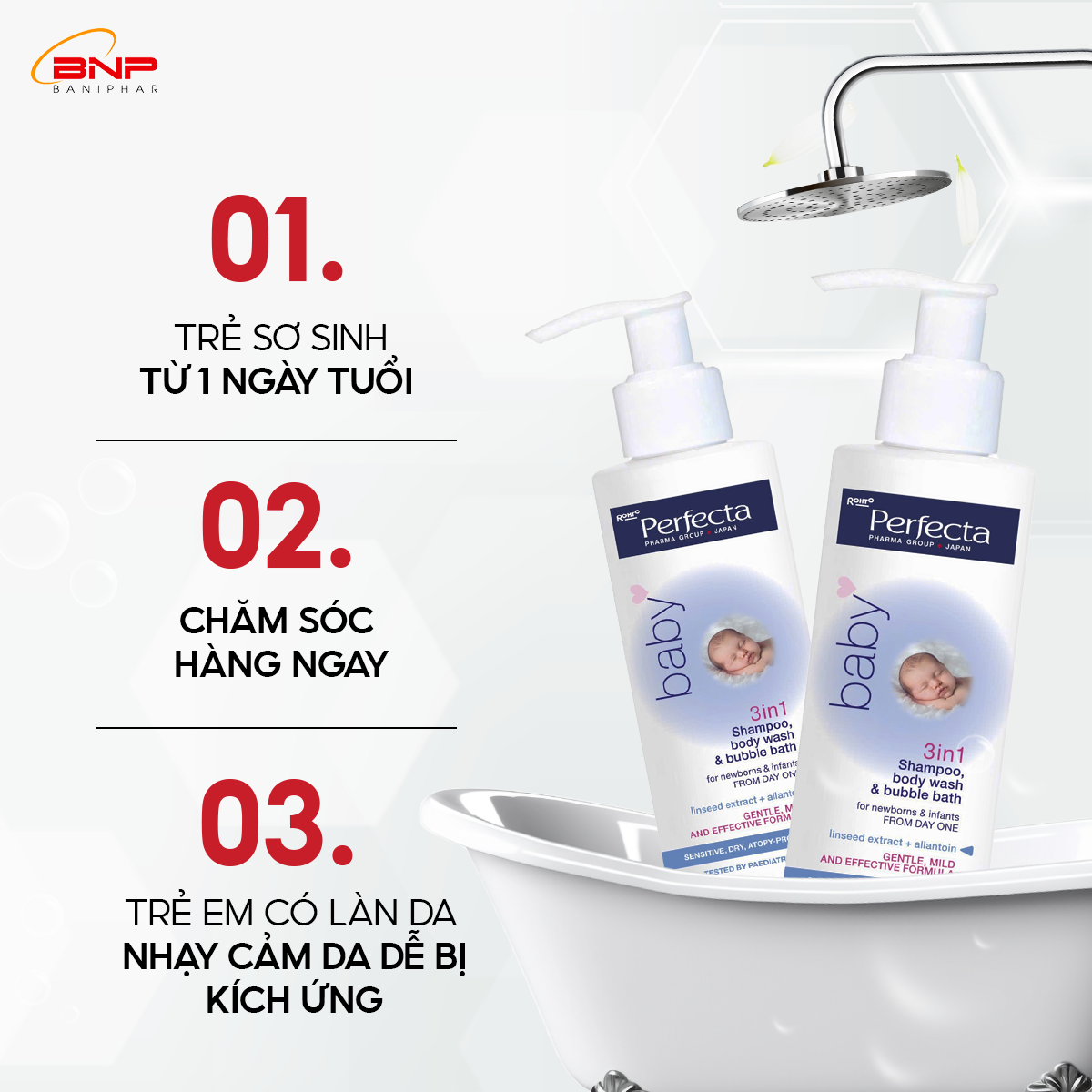 Mô tả Sữa tắm gội cho bé sơ sinh và em bé Perfecta Baby dịu nhẹ ngăn ngừa hình thành mụn sữa, rôm sảy, vảy da đầu 3in1 150ml - 1