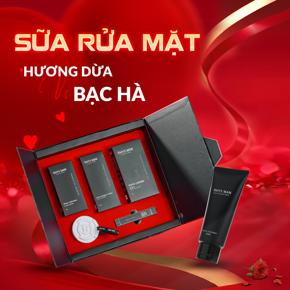Mô tả Quà tặng Valentine - Sữa tắm gội 3in1 350ml & Dung dịch vệ sinh 120ml & Sữa rửa mặt 100ml & Nước hoa nam 10ml RHYS MAN - 4