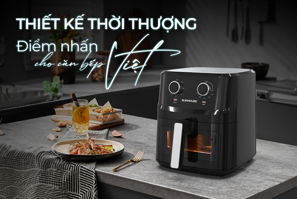 Mô tả Nồi chiên không dầu 6.5L SUNHOUSE SHD4030 - Công nghệ Rapid Air giảm tới 80% dầu mỡ - Khoang chiên trong suốt - 1