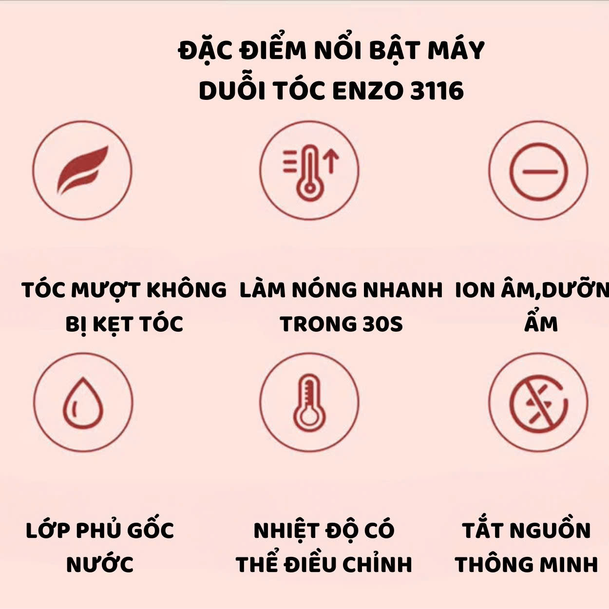 Mô tả Máy ép tóc duỗi tóc đa năng ENZO 3116 với công nghệ ion âm không gây hư tổn giúp tóc bóng mượt - 6