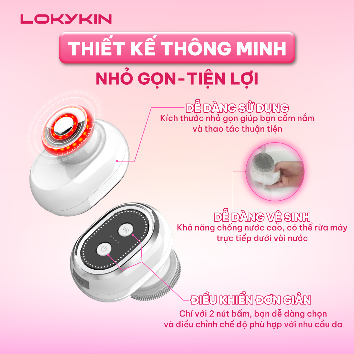 Mô tả Chuột Rửa Mặt 5 trong 1 Lescolton Lokykin - kèm chức năng EMS, Tẩy Trang, Massage, Nâng Cơ, Rửa Mặt - Bảo Hành 365 Ngày - 5