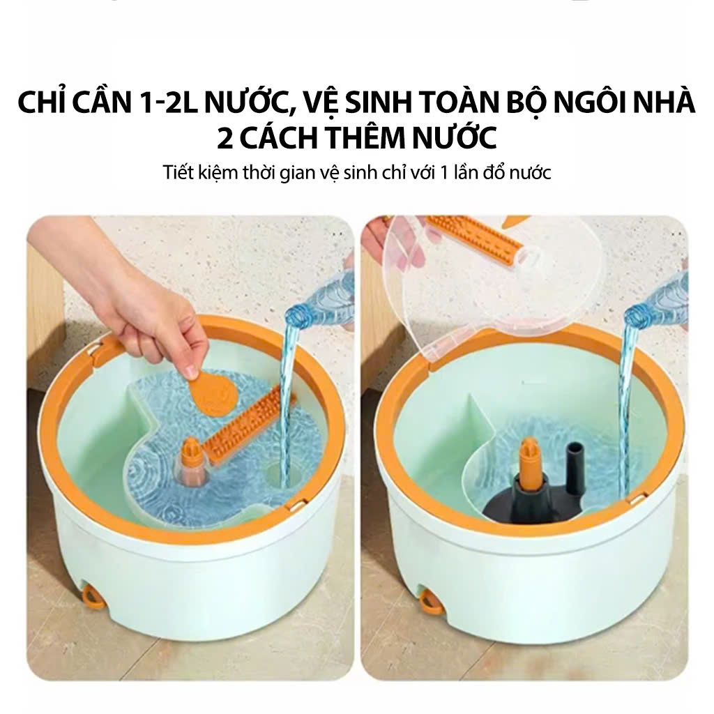 Mô tả Bộ thùng lau nhà thông minh Samono BCT704 hai bánh xe 1 ngăn kèm cây lau tự vắt xoay 360 độ, tiện lợi, siêu sạch - 10