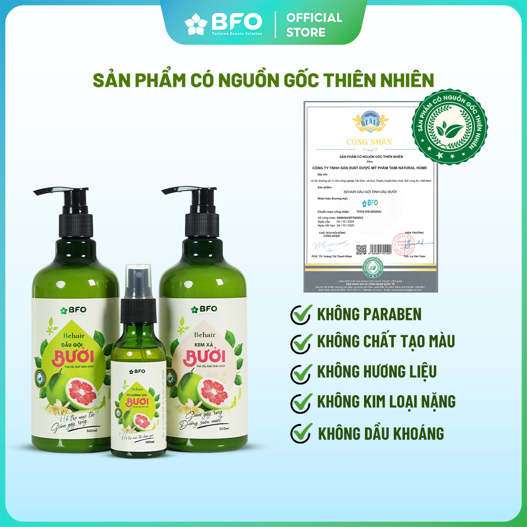 Mô tả Xịt Dưỡng Tóc Tinh Dầu Bưởi Mọc Tóc Phục Hồi Tóc BFO Behair 100ml Dưỡng Tóc Hỗ Trợ Mọc Tóc - 2